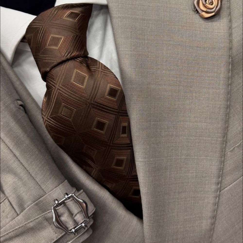 Brown #Double Breasted Single Button Super 180 To… - image 2